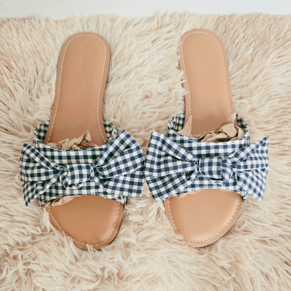 OLD NAVY | GINGHAM BOW SANDELS-NWOT